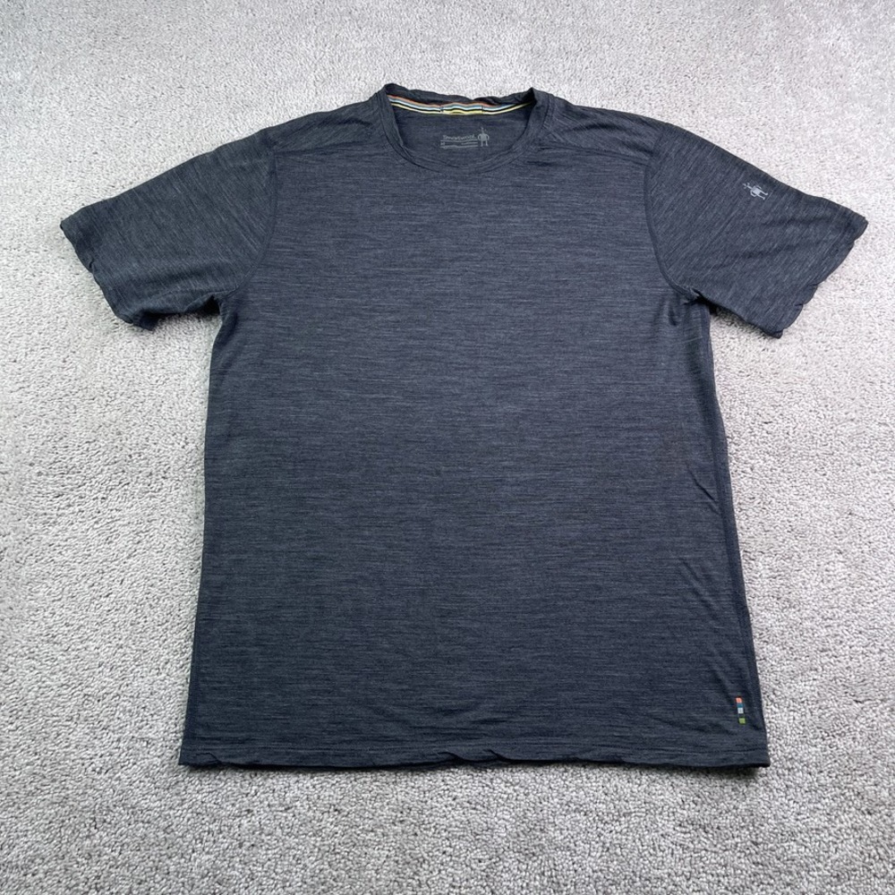 Smartwool Shirt Mens Medium Gray Merino Wool Lightweight Activewear Hiking Tee